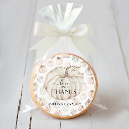 Adesivo Redondo Chá de fraldas de abóbora branca Obrigado