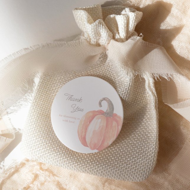 Adesivo Redondo Chá de fraldas de Abóbora de Aquarela (Criador carregado)