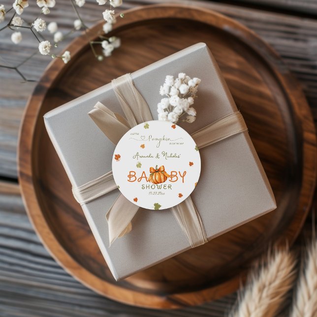 Adesivo Redondo Chá de fraldas De Abóbora De Queda Obrigado (Criador carregado)