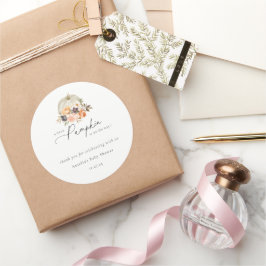 Adesivo Redondo Chá de fraldas De Abóbora Floral Terrestre De Outo