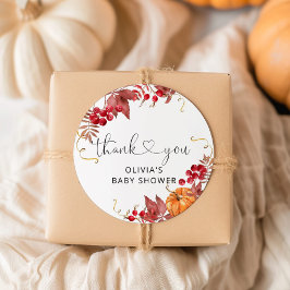 Adesivo Redondo Chá de fraldas de abóbora obrigado