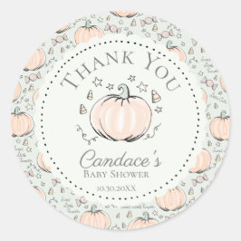 Adesivo Redondo Chá de fraldas De Abóbora Verde, Muito Obrigado