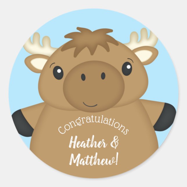 Adesivo Redondo Chá de fraldas de alce azul (Frente)