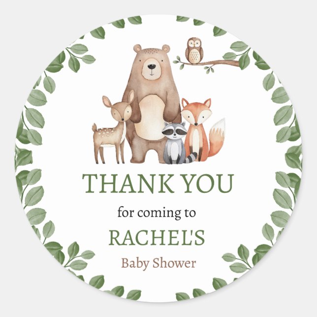 Adesivo Redondo Chá de fraldas De Animais Da Floresta Coca-Cola Ob (Frente)