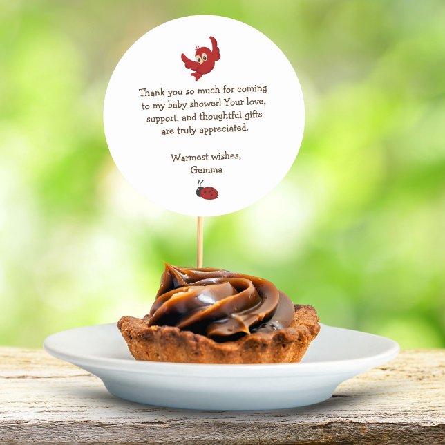 Adesivo Redondo Chá de fraldas De Animais Da Floresta Cura Obrigad (Woodland Baby Shower Round Thank You Sticker)