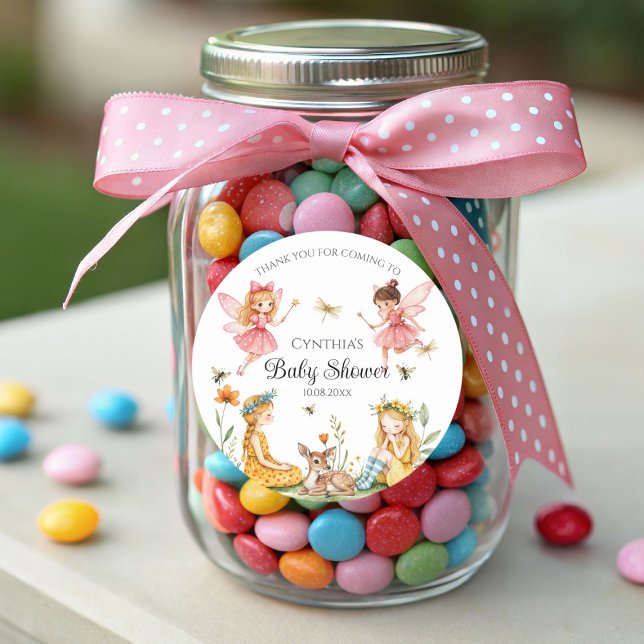 Adesivo Redondo Chá de fraldas De Animais Da Floresta De Criação (Criador carregado)