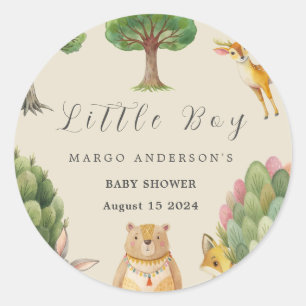Adesivo Redondo Chá de fraldas de Animais da Floresta do Little Bo