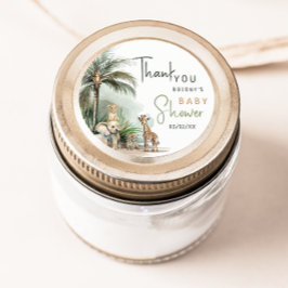 Adesivo Redondo Chá de fraldas De Animais Da Selva Safari Obrigado