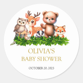 Adesivo Redondo Chá de fraldas de animais florestais