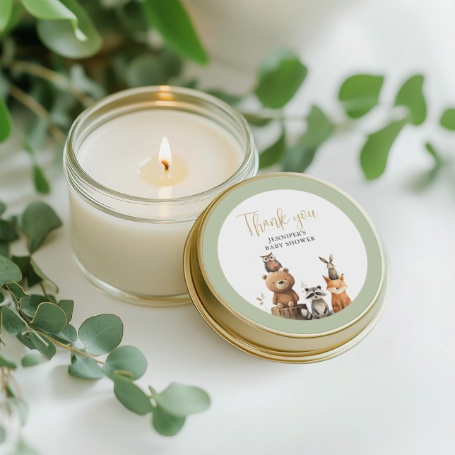 Adesivo Redondo Chá de fraldas de animais florestais neutros do po (Criador carregado)