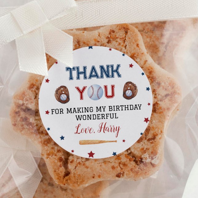 Adesivo Redondo Chá de fraldas de Aniversário do Baseball Sticker  (Criador carregado)