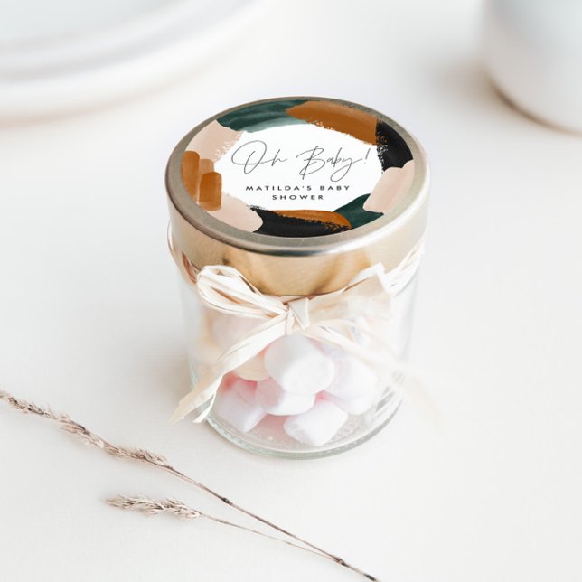 Adesivo Redondo Chá de fraldas de aquarela abstrato do terracota v (Criador carregado)