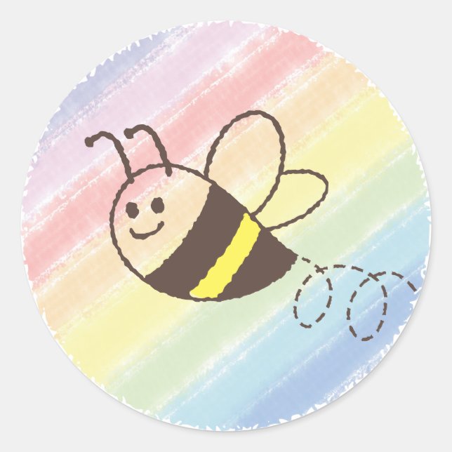 Adesivo Redondo Chá de fraldas De Aquarela De Abelhas Bonitas (Frente)