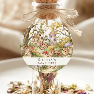 Adesivo Redondo Chá de fraldas de Aquarela de Animais do Storybook