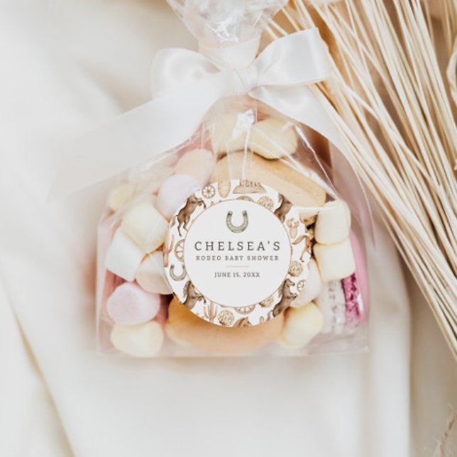 Adesivo Redondo Chá de fraldas de Aquarela Moderno do Western Rode (Criador carregado)