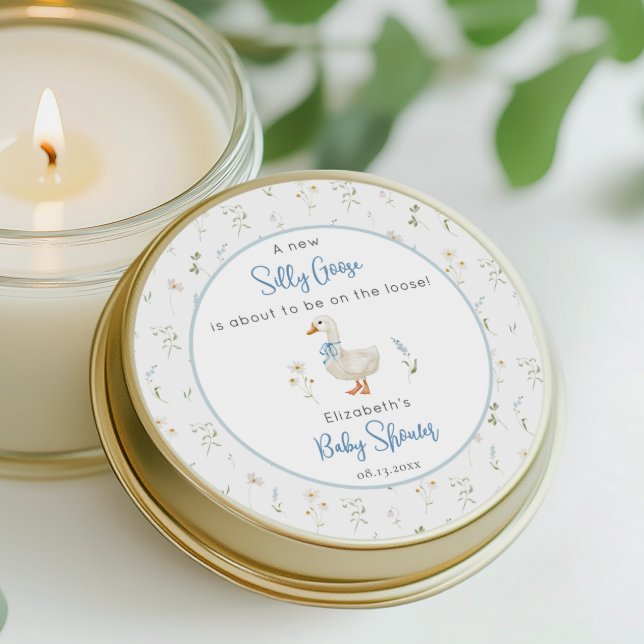 Adesivo Redondo Chá de fraldas de Arco Azul bobo (Criador carregado)