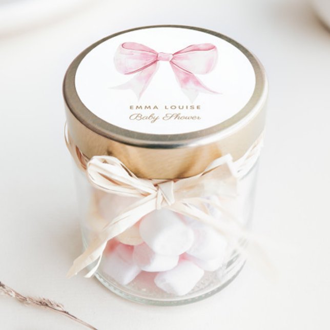 Adesivo Redondo Chá de fraldas de Arco de Coquetes Rosa Elegante C (Criador carregado)