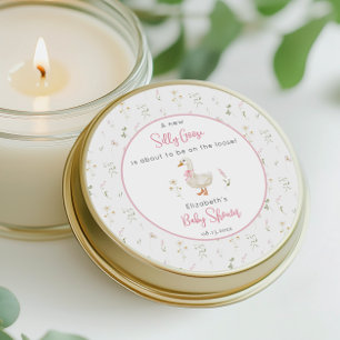 Adesivo Redondo Chá de fraldas de Arco Rosa-Rosa bobo