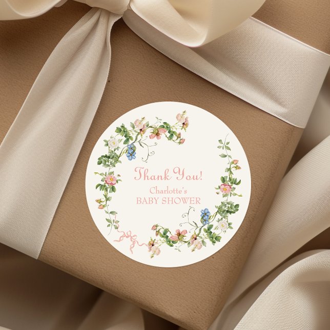 Adesivo Redondo Chá de fraldas de Arco Rosa Selvagem (Criador carregado)