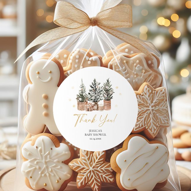 Adesivo Redondo Chá de fraldas de Árvores de Natal Russas do inver (Criador carregado)