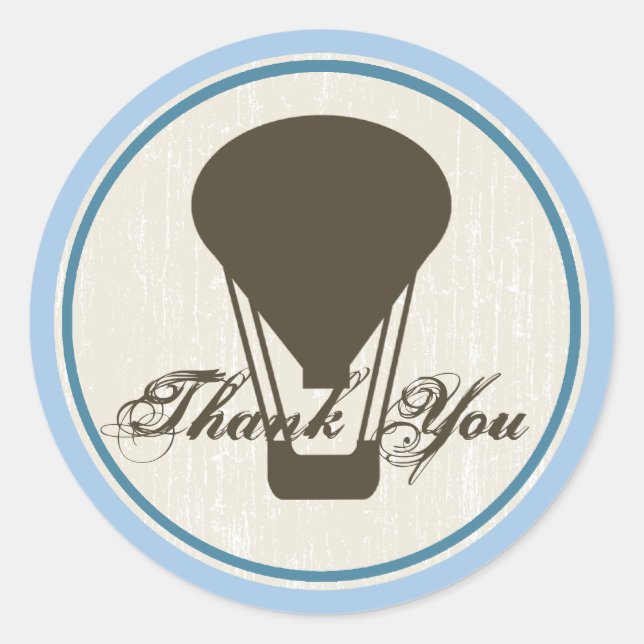 Adesivo Redondo Chá de fraldas de balão de ar quente (Frente)