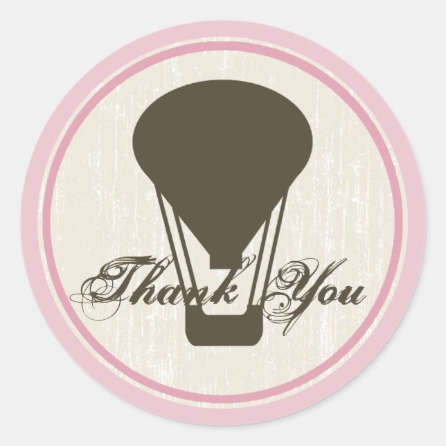 Adesivo Redondo Chá de fraldas de balão de ar quente (Frente)