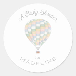 Adesivo Redondo Chá de fraldas de balão de ar quente de colagem