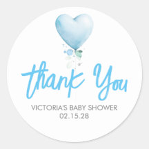 Chá de fraldas de Balão de Coração Azul Obrigado