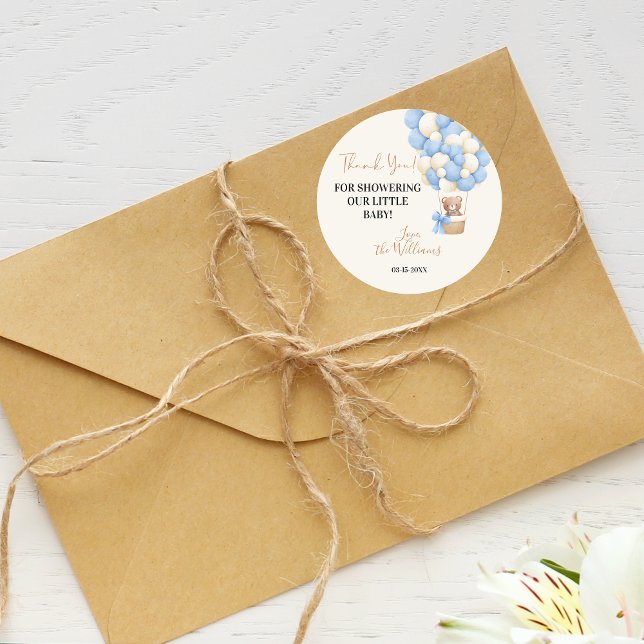 Adesivo Redondo chá de fraldas de Balão do Urso de Teddy (Criador carregado)