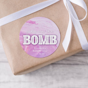 Adesivo Redondo Chá de fraldas de Bath Bomb