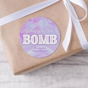 Adesivo Redondo Chá de fraldas de Bath Bomb