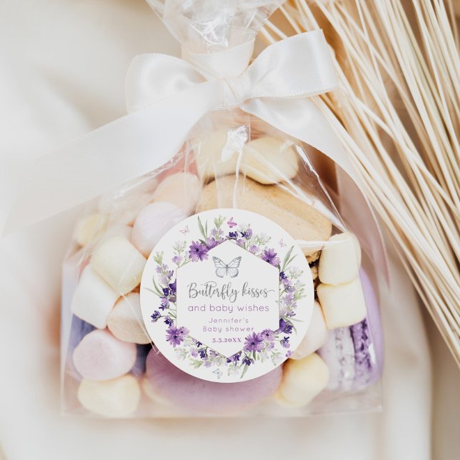 Adesivo Redondo Chá de fraldas de beija-flor prateada roxa (Criador carregado)