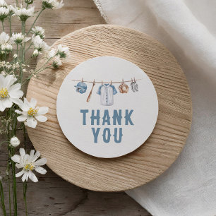 Adesivo Redondo Chá de fraldas de beisebol Obrigado