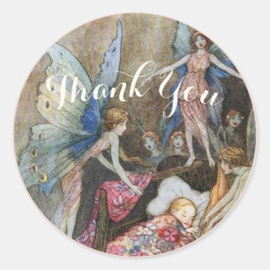 Adesivo Redondo Chá de fraldas de Bênçãos Bebês, Fada Rosa