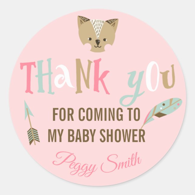 Adesivo Redondo Chá de fraldas De Bicicletas Cubais Obrigado (Frente)