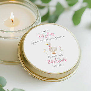 Adesivo Redondo Chá de fraldas de bobo Gado Cor-de-rosa-Arco