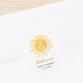 Adesivo Redondo Chá de fraldas de Boho Sun Neutro por Gênero