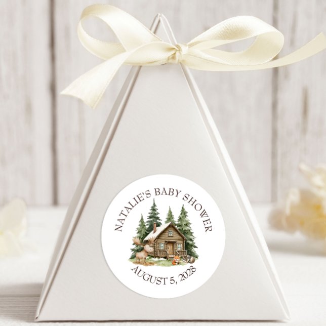 Adesivo Redondo Chá de fraldas de Boho Woodland (Criador carregado)