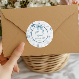 Adesivo Redondo Chá de fraldas de Bolhas de Aquarela Oceânica