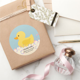 Adesivo Redondo Chá de fraldas de Bolhas de Rubber Ducky