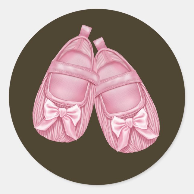 Adesivo Redondo Chá de fraldas de Booties Rosa (Frente)