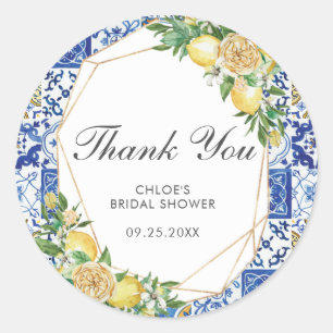 Adesivo Redondo Chá de fraldas de Bridal de Aniversário do Limon