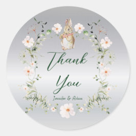 Adesivo Redondo Chá de fraldas de Bunny Floral do Silver