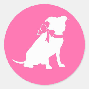 Adesivo Redondo Chá de fraldas De Cachorro Pit Garota Rosa