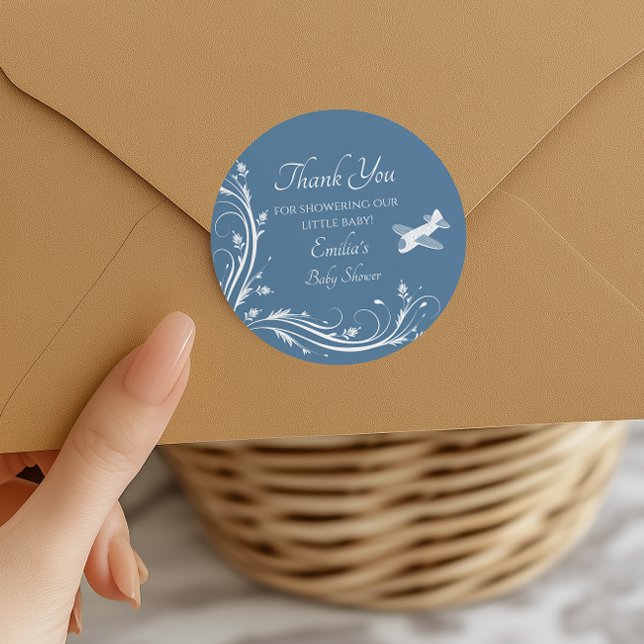 Adesivo Redondo Chá de fraldas de Cavalo Azul Dusty, Obrigado (Criador carregado)