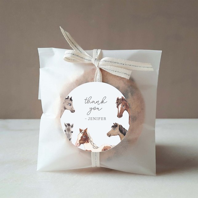 Adesivo Redondo Chá de fraldas De Cavalo Obrigado A Tratar Rótulos (Criador carregado)