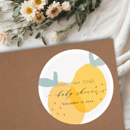 Adesivo Redondo Chá de fraldas de Citrus, Fruticultura Amarela-lim