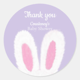 Adesivo Redondo Chá de fraldas de coelhinho liso minimalista