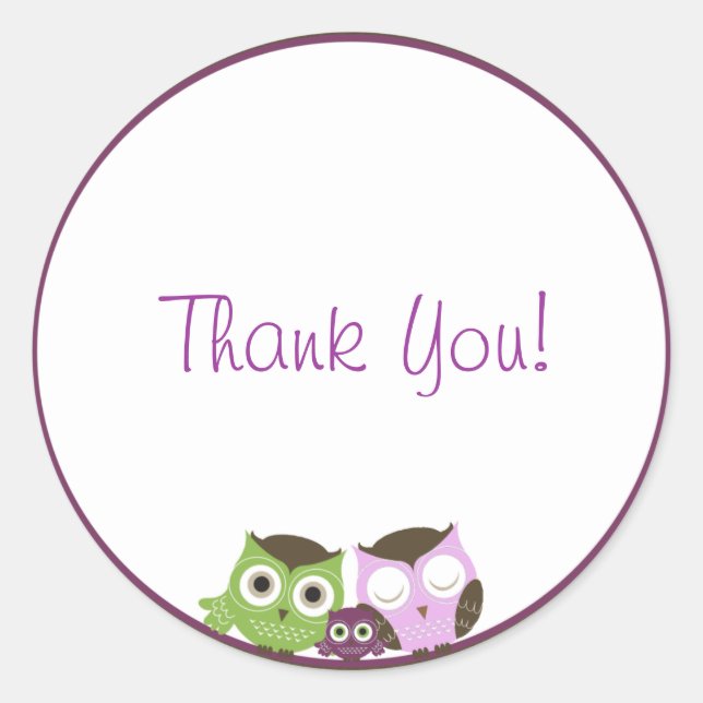 Adesivo Redondo Chá de fraldas de coruja (Frente)