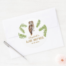 Adesivo Redondo Chá de fraldas De Coruja Bonita Obrigado